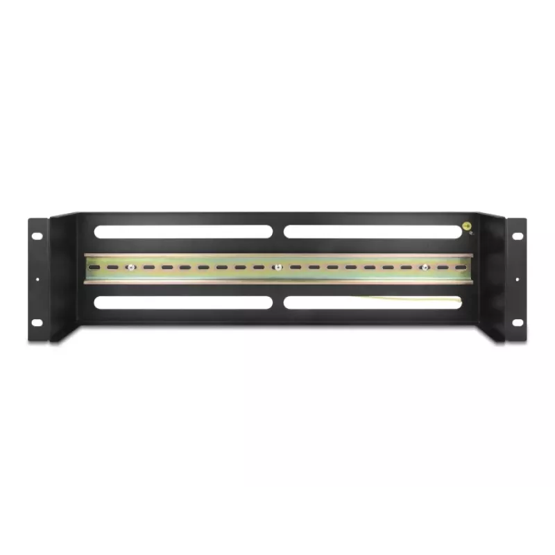 DELOCK 19 inch Panel rozdzielczy z wyłącznikami nadprądowymi z pokrywą i szyną DIN, w tym 2x szyny odciążające kable, 3U, stal czarna