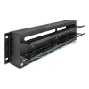 DELOCK 19 inch Panel rozdzielczy z wyłącznikami nadprądowymi z pokrywą i szyną DIN, w tym 2x szyny odciążające kable, 3U, stal czarna