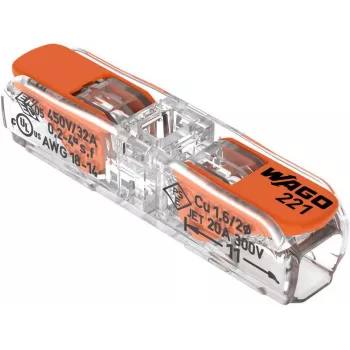 WAGO 221-2411 2-przewodowa kompaktowa złączka do łączenia przewodów, 0,2-4 mm², 60 szt.