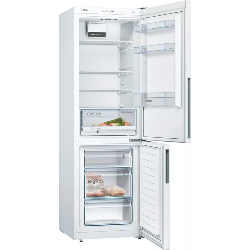 Bosch KGV362WEAS Lodówko-zamrażarka, Biała, Pojemność netto 308 L, Klasa energetyczna E