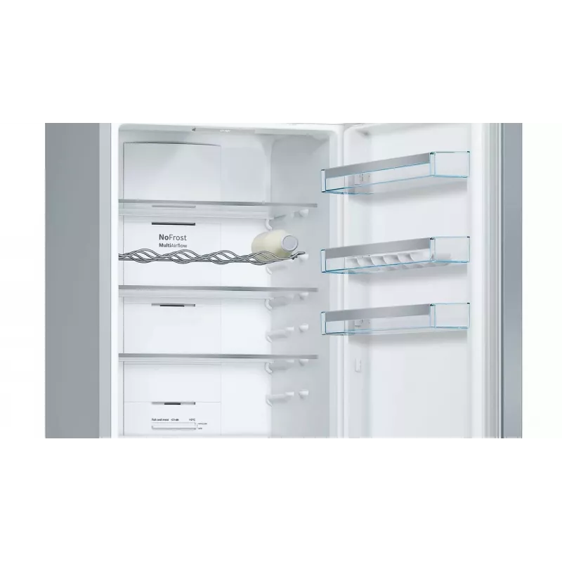 Bosch KGN397LEQ Wolnostojąca Lodówko-Zamrażarka z NoFrost, VitaFresh, 363L, Inox-look, Klasa Energetyczna E