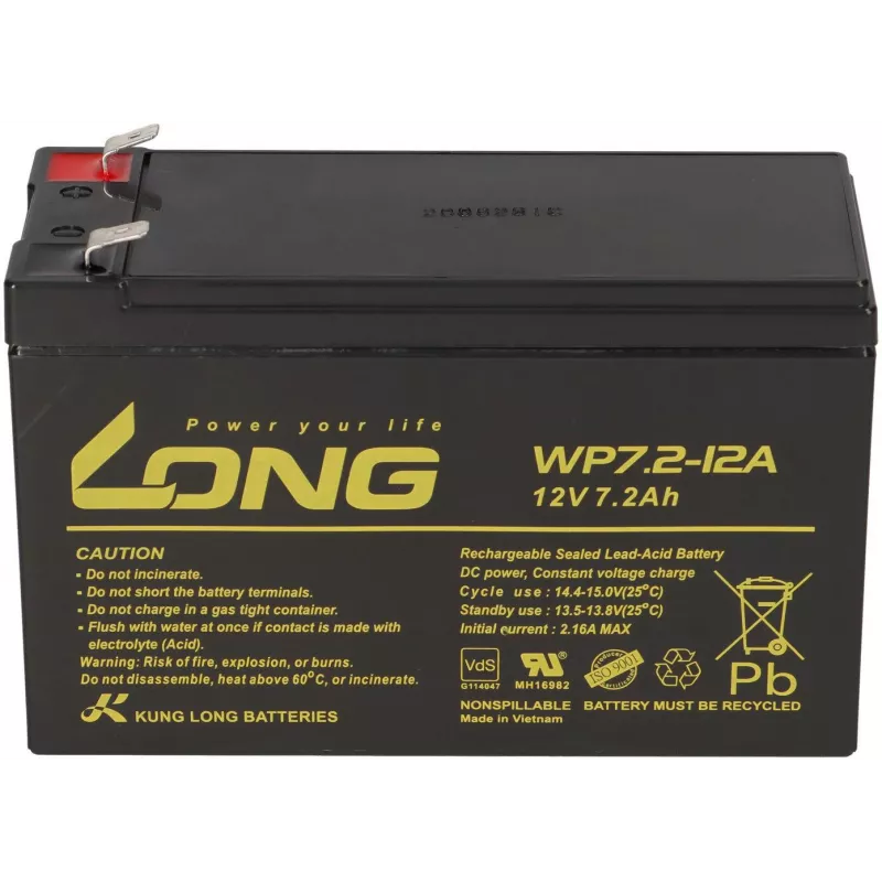 LONG WP7.2-12A AGM Battery 12V 7.2Ah VdS