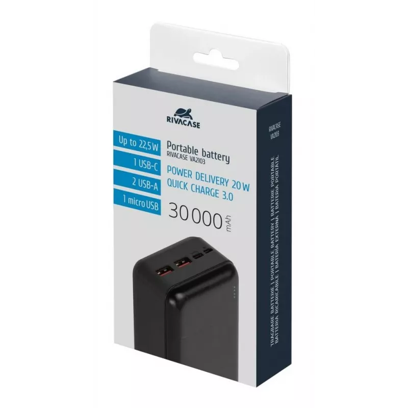 Rivacase VA2103 Power Bank 30000 mAh 22.5W Czarny