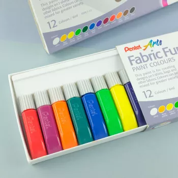 Pentel Arts FFPC1-12 Zestaw farb do tkanin, kolory mieszane, 12 x 6 ml tubek