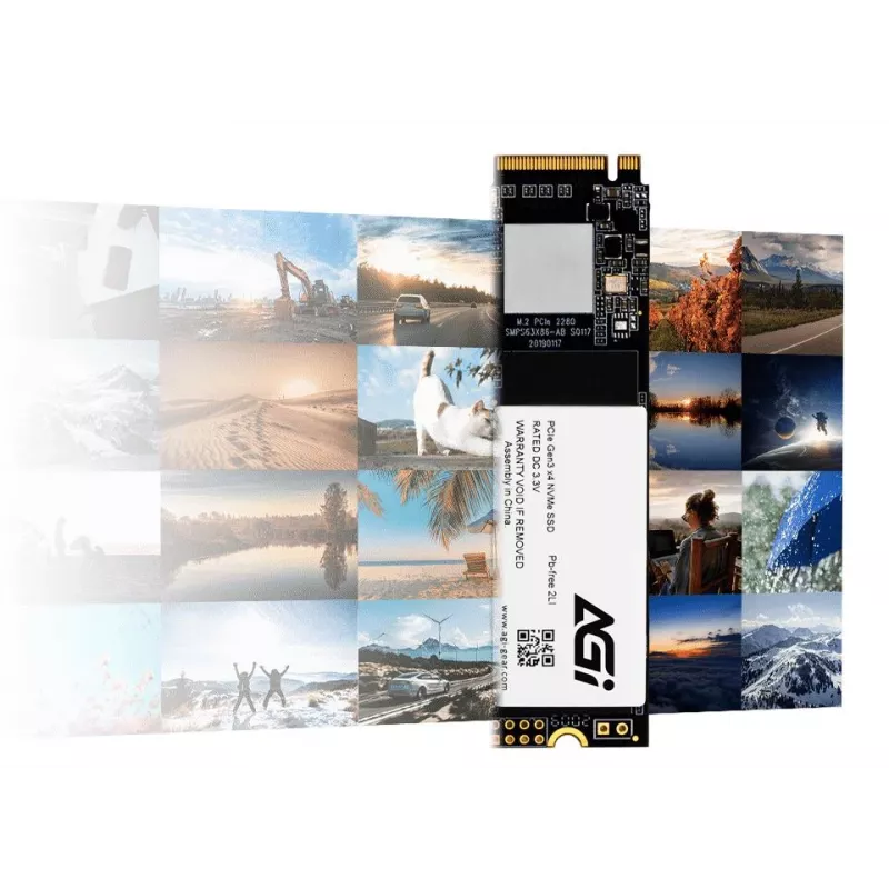AGI TECHNOLOGY 512GB M.2 2280 PCIe Gen3 x4 NVMe SSD, 3000MB/s Odczyt, 1400MB/s Zapis