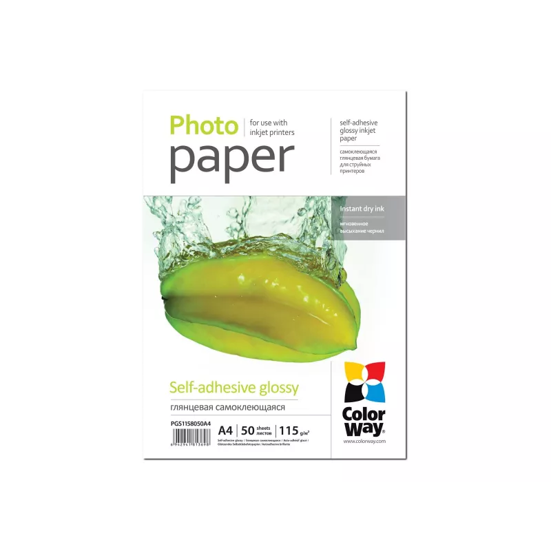 COLORWAY Samoprzylepny Papier Fotograficzny Błyszczący 115 g/m² A4 5 arkuszy