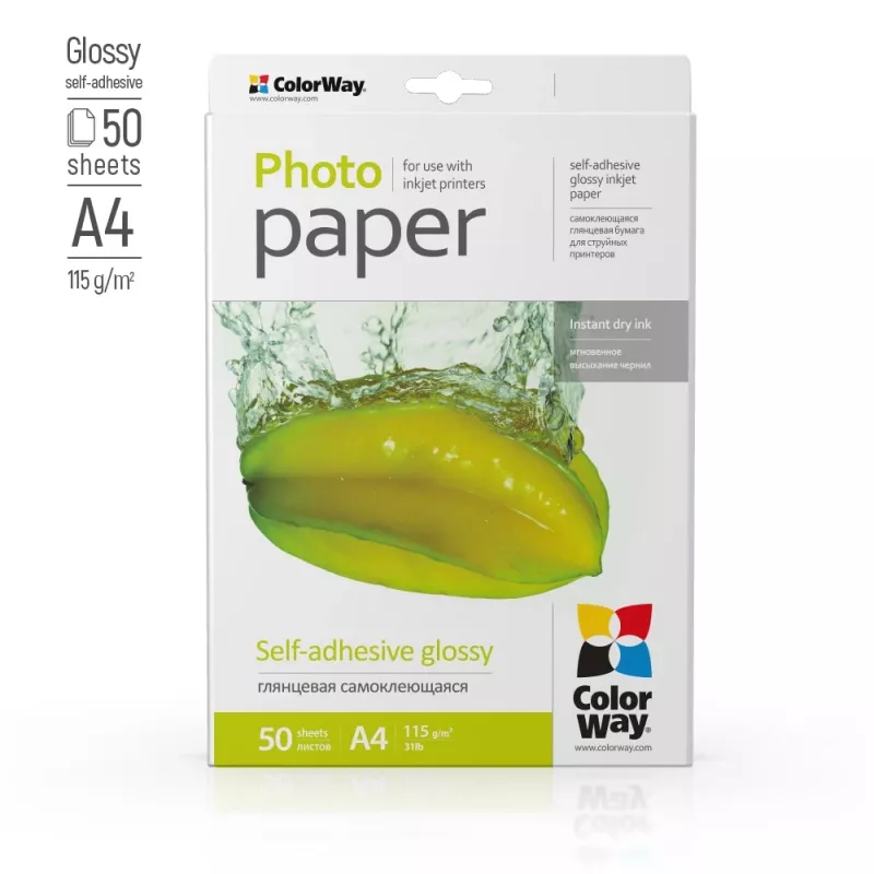 COLORWAY Samoprzylepny Papier Fotograficzny Błyszczący 115 g/m² A4 5 arkuszy