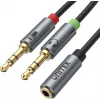 UNITEK Y-C957ABK 3.5mm Mini-Jack Audio Splitter Cable, Female to 2x Male, 20 cm, Black
