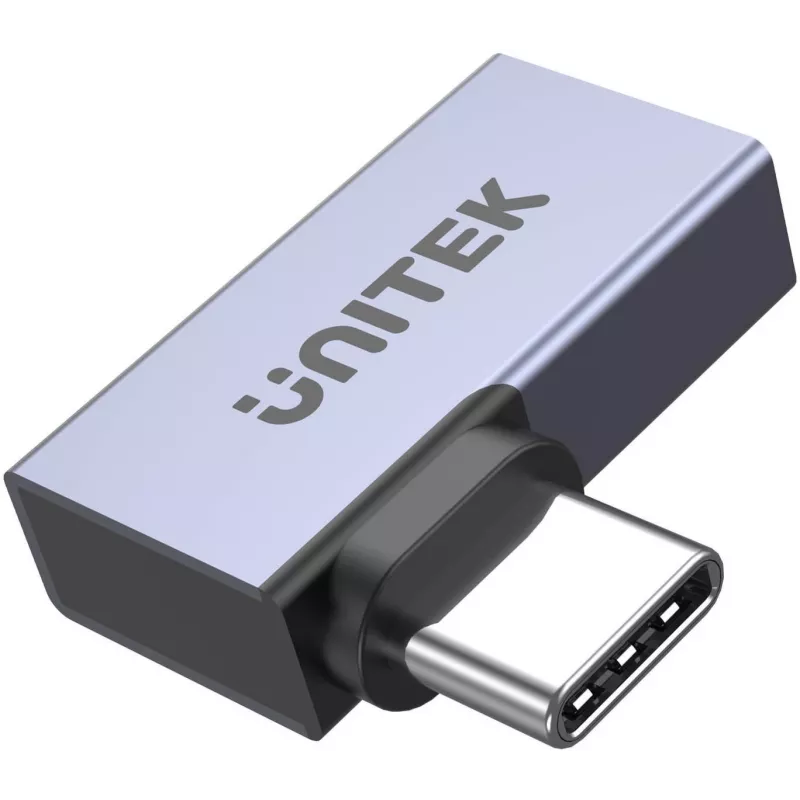 UNITEK USB-C Męski do USB-C Żeński Adapter Kątowy Płaski 40Gbps 100W Space Gray