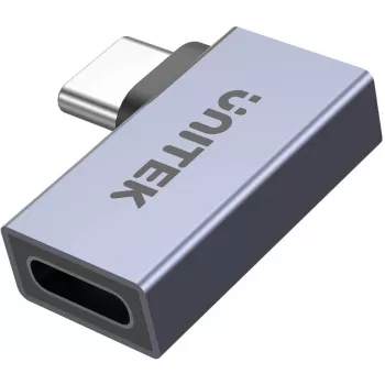 UNITEK USB-C Męski do USB-C Żeński Adapter Kątowy Płaski 40Gbps 100W Space Gray