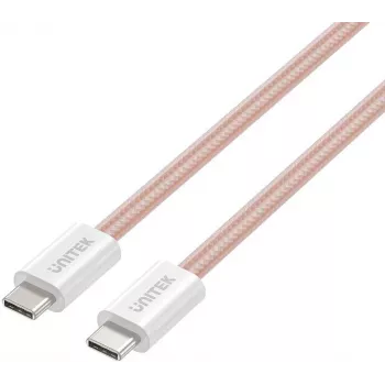 UNITEK Magnetyczny Samozwijający się Pleciony Kabel USB-C na USB-C 100W PD Różowy 1m