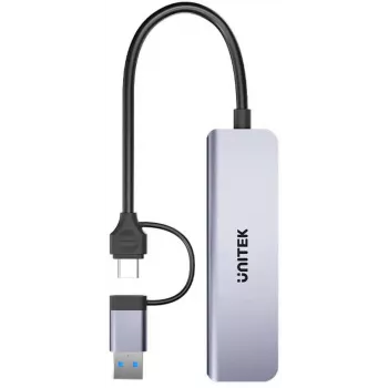 UNITEK 5-in-1 USB-C Hub z czytnikiem kart SD i MicroSD, 5 Gb/s, Space Grey