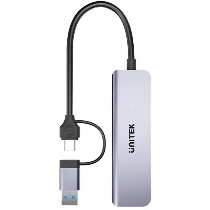 UNITEK 5-in-1 USB-C Hub z czytnikiem kart SD i MicroSD, 5 Gb/s, Space Grey
