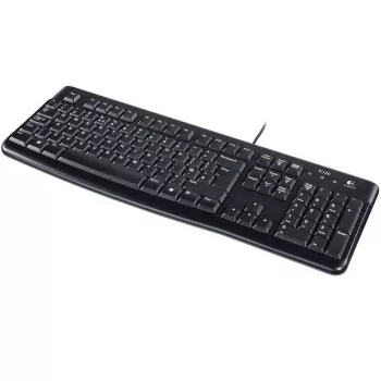Logitech Keyboard K120 RU - Przewodowa klawiatura USB, pełnowymiarowa, układ rosyjski, odporna na zalanie, czarna
