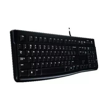 Logitech Keyboard K120 RU - Przewodowa klawiatura USB, pełnowymiarowa, układ rosyjski, odporna na zalanie, czarna
