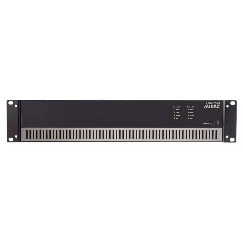 AUDAC CAP248 2-kanałowy wzmacniacz mocy klasy D 480W RMS 4 Ohm 1U Czarny