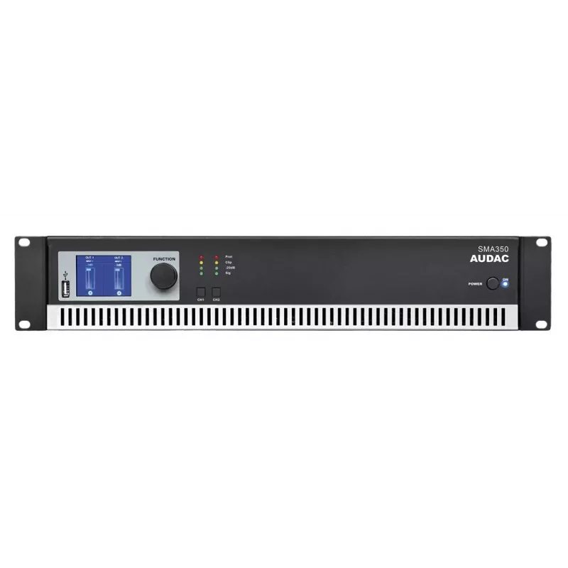AUDAC SMA350 2-kanałowy wzmacniacz audio klasy D 350W RMS na kanał (4 Ohm) Czarny