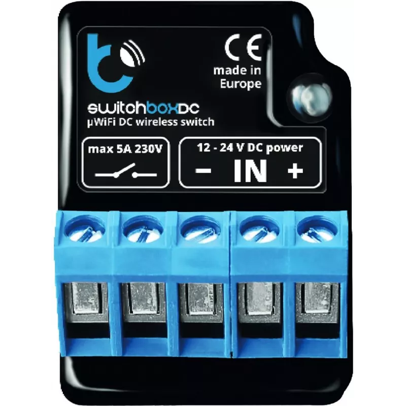 BLEBOX SwitchBoxDC Wi-Fi Przekaźnik 1-Kanałowy 10A 12-24V DC