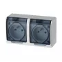 ELEKTRO-PLAST NASIELSK Hermes GNT Podwójne gniazdo hermetyczne 16A IP44 z przydymioną klapką 0322-01