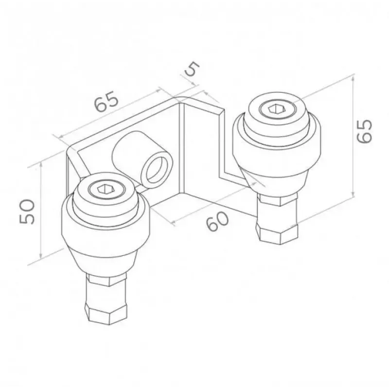 PSG 60.023 60mm Górny Wspornik Bramy Przesuwnej (2 Rolki)