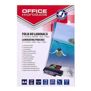 PBS CONNECT OFFICE PRODUCTS Folia do laminowania A4 2x100 mikronów Błyszcząca 100 arkuszy Przezroczysta