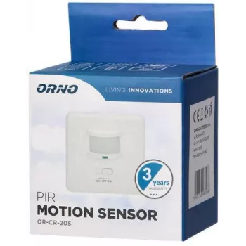 Czujnik ruchu PIR ORNO OR-CR-205, 360°, 6m, 230V, biały, montaż natynkowy w suficie