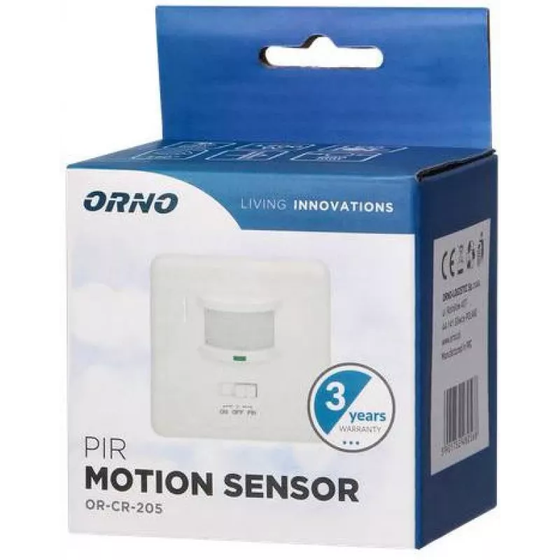 Czujnik ruchu PIR ORNO OR-CR-205, 360°, 6m, 230V, biały, montaż natynkowy w suficie