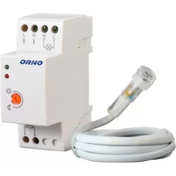 ORNO OR-CR-219 Czujnik zmierzchowy na szynę DIN z zewnętrzną fotokomórką, 230V AC, 10A, 2-100 Lux