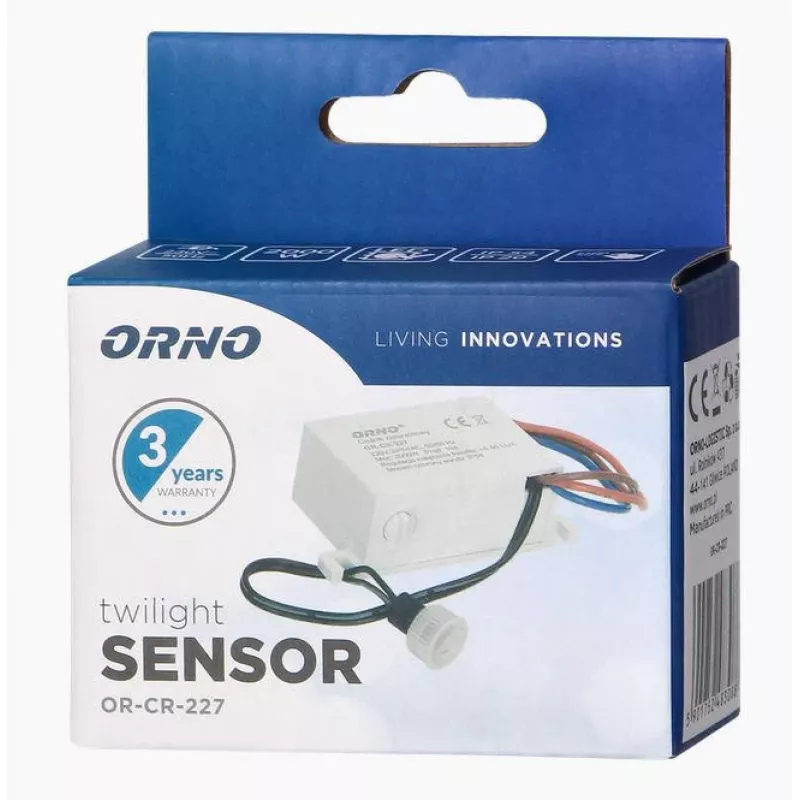 ORNO OR-CR-227 Czujnik zmierzchowy MINI z sondą zewnętrzną, IP54