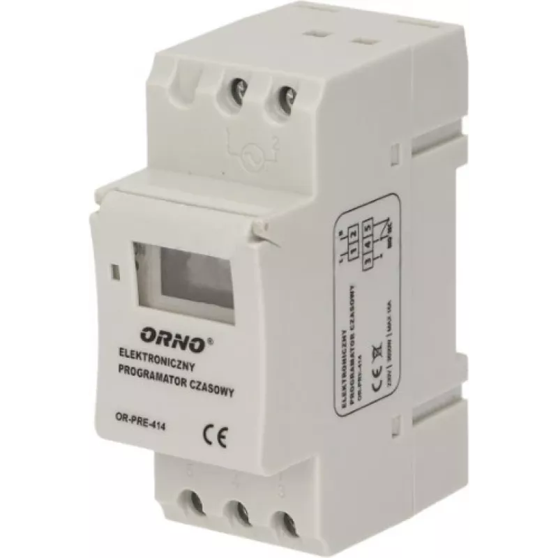 ORNO OR-PRE-414 Cyfrowy wyłącznik czasowy, szyna DIN, 230V AC, 16A, 1 kanał