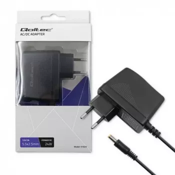 QOLTEC Zasilacz sieciowy 24W 12V 2A 5.5x2.5mm