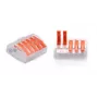 TRYTYT PC-235 Złączka do przewodów typu push-in 5-drożna 0.2-4.0mm² 30 szt. Przezroczysta pomarańczowa