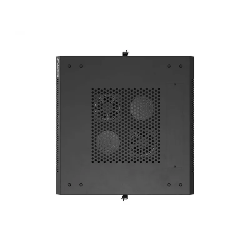 Lanberg 19 cali 18U 600x600 Czarna wolnostojąca szafa rackowa z drzwiami szklanymi (Flat Pack)