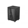 Lanberg 19 cali 18U 600x600 Czarna wolnostojąca szafa rackowa z drzwiami szklanymi (Flat Pack)