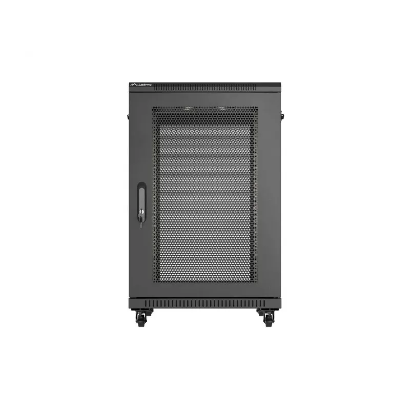 Lanberg 19 cali 18U 600x800 mm Czarna wolnostojąca szafa rack z perforowanymi drzwiami (Flat Pack)