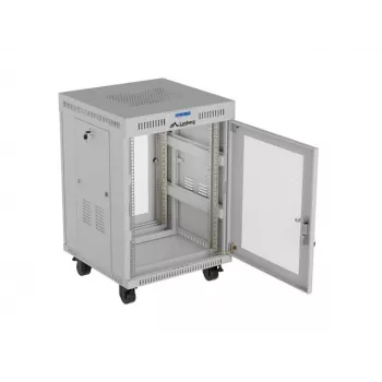 Lanberg FF01-6615-23SL Wolnostojąca szafa rack 19 cali 15U 600x600 Szara z drzwiami perforowanymi LCD Flat Pack