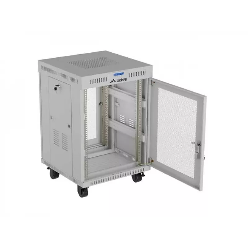 Lanberg FF01-6615-23SL Wolnostojąca szafa rack 19 cali 15U 600x600 Szara z drzwiami perforowanymi LCD Flat Pack