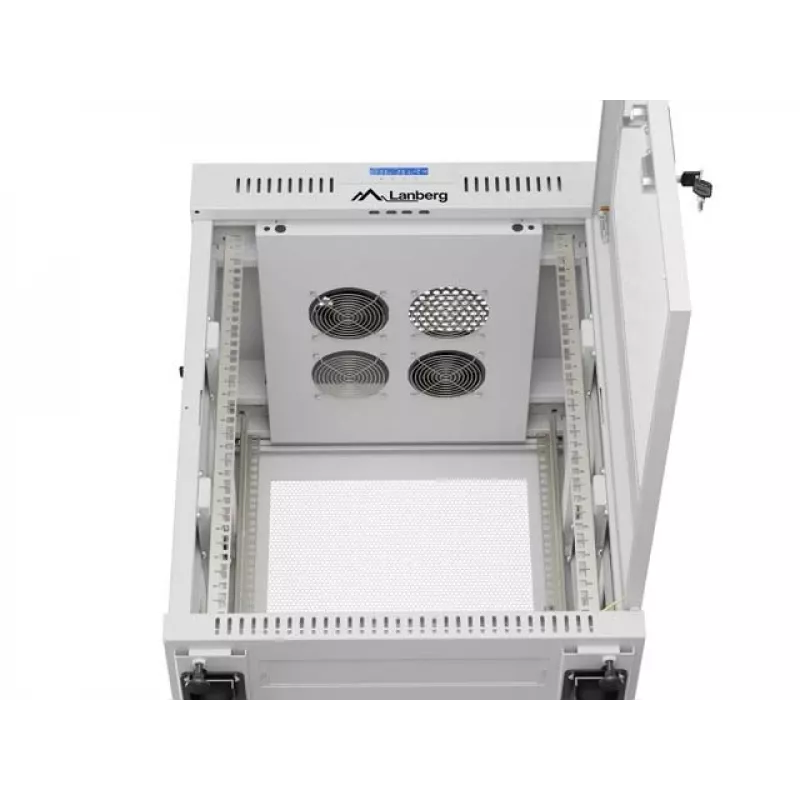 Lanberg FF01-6615-23SL Wolnostojąca szafa rack 19 cali 15U 600x600 Szara z drzwiami perforowanymi LCD Flat Pack