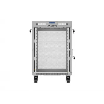 Lanberg FF01-6615-23SL Wolnostojąca szafa rack 19 cali 15U 600x600 Szara z drzwiami perforowanymi LCD Flat Pack