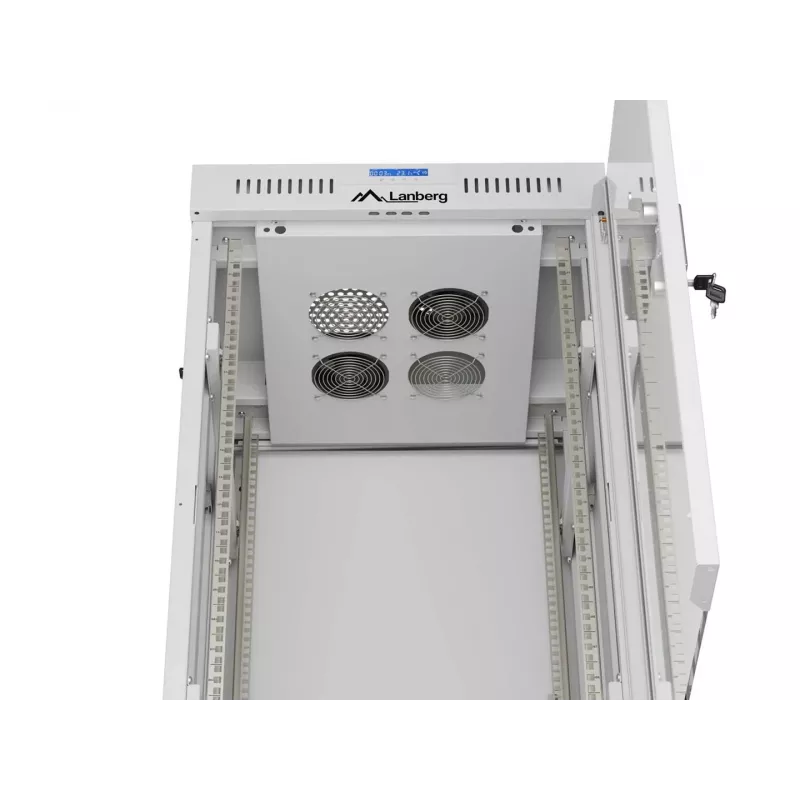 LANBERG 19 inch 22U Szafa stojąca 600x600 mm Szara Drzwi ze szkła hartowanego Wyświetlacz LCD (Flat Pack)
