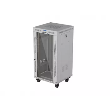 LANBERG 19 inch 22U Szafa stojąca 600x600 mm Szara Drzwi ze szkła hartowanego Wyświetlacz LCD (Flat Pack)