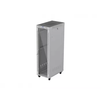 LANBERG 19 inch 42U Szafa Rack Wolnostojąca 600x1000 mm Szara Drzwi Szklane Hartowane Wyświetlacz LCD Flat Pack