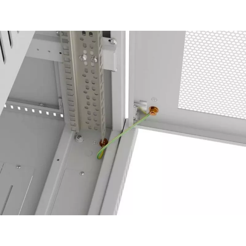 Lanberg 19 cali 15U 600x800 Szafa rack stojąca, szara, z drzwiami perforowanymi i panelem LCD (płaska paczka)