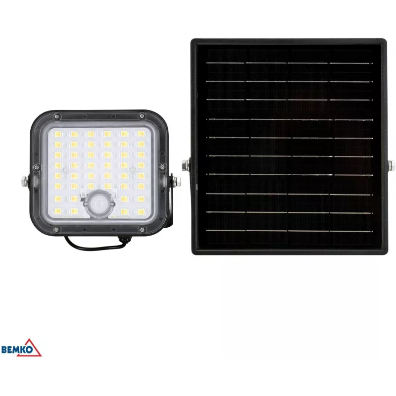 BEMKO SOLPAR Solar LED Floodlight 10W 1500lm 3000/4000K IP65 Black with PIR Sensor