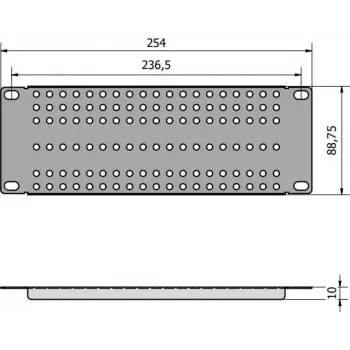 ATTE ADD-RACK10-2U1 10-calowy 2U adapter montażowy do szafy z prostymi otworami, czarny