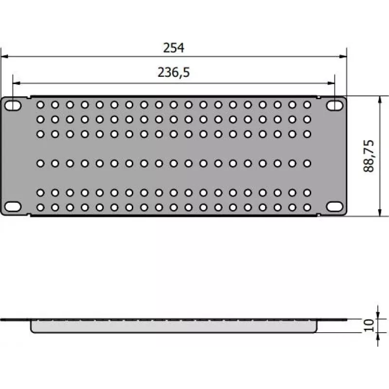 ATTE ADD-RACK10-2U1 10-calowy 2U adapter montażowy do szafy z prostymi otworami, czarny