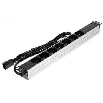 DELTA PD-7/RACK/IEC 19-Calowy 1U Podstawowy PDU z 7 Gniazdami Schuko, Wejście IEC C14, Kabel 2m, 16A, Czarny