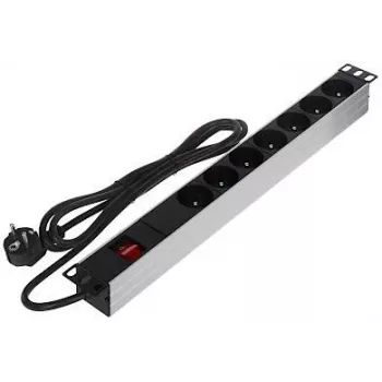 Listwa zasilająca DELTA PD-7/RACK 7 gniazd 19-calowa szafa montażowa 1U Schuko Czarny