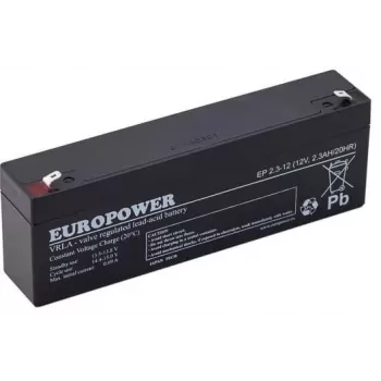 EUROPOWER EP 2.3-12 AGM Battery 12V 2.3Ah 6-9 Years Design Life