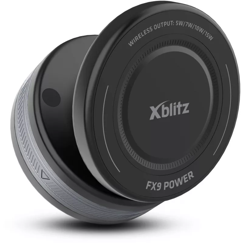 Xblitz FX9 Power Uchwyt samochodowy z ładowarką bezprzewodową Qi, 10W, automatyczny zacisk, mocowanie na przyssawkę